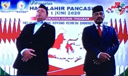 Pimpinan DPD RI Ikuti Upacara Peringatan Hari Lahir Pancasila Secara Virtual