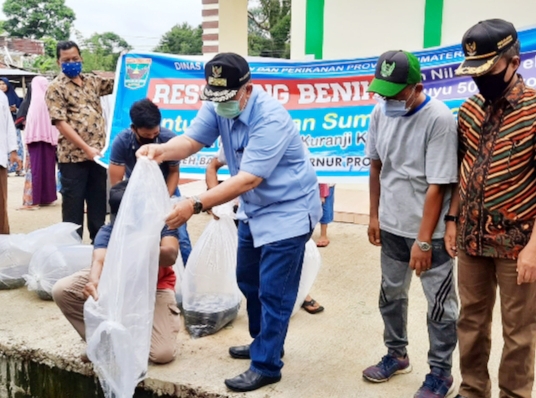 Wagub Nasrul Abit Tebar Benih Ikan di Pilakuik Kuranji Padang