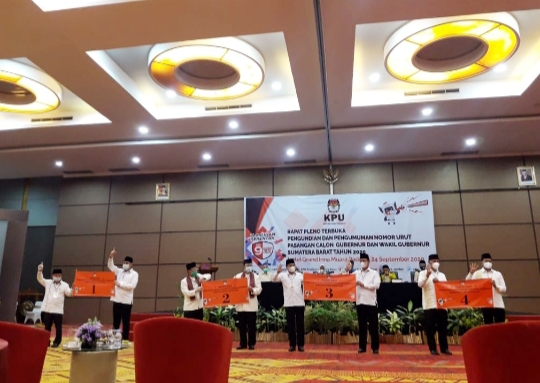KPU Tetapkan Nomor Urut Paslon Gubernur/Wakil Gubernur Sumbar