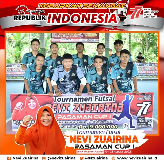Meriahkan HUT ke-77 RI, Nevi Zuairina Gelar Turnamen Futsal di Dapil