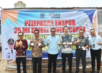 Bupati Kepulauan Mentawai Rinto Wardana Lepas Ekspor Perdana 25 Ton Kopra Putih
